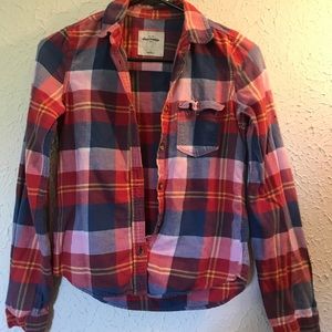 Abercrombie kids red blue and yellow flannel